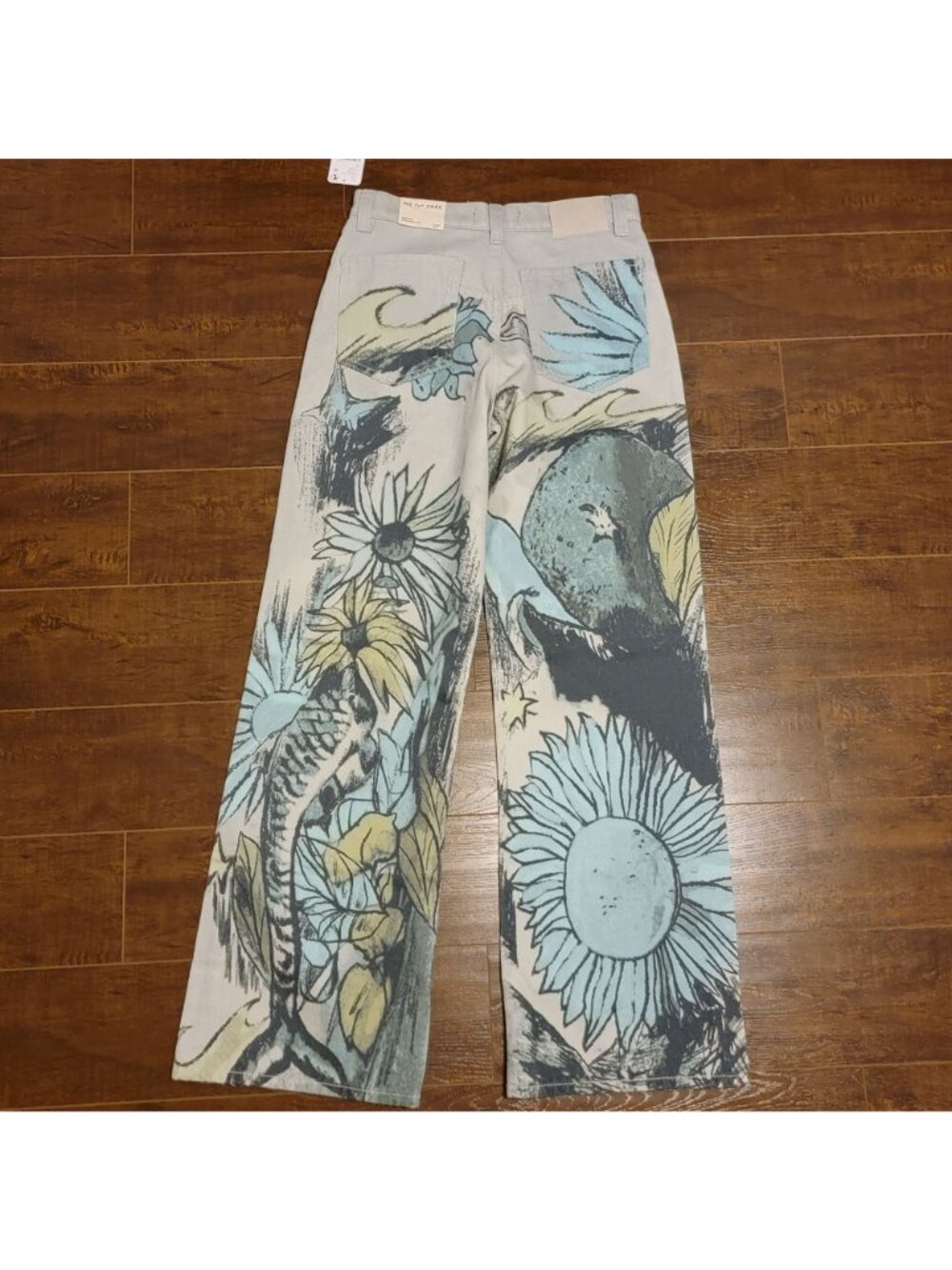Free People Tinsley Printed Jeans 90s Y2K Seashore Nautical Fisherman Womens 27 - Picture 3 of 9